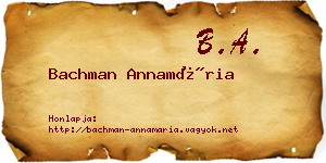 Bachman Annamária névjegykártya